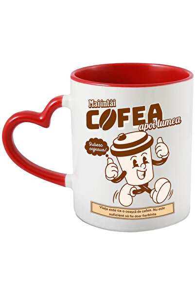 StoryGift Romania Cana Pahar de cafea zambitor iubesc cafeaua mai intai cafea...