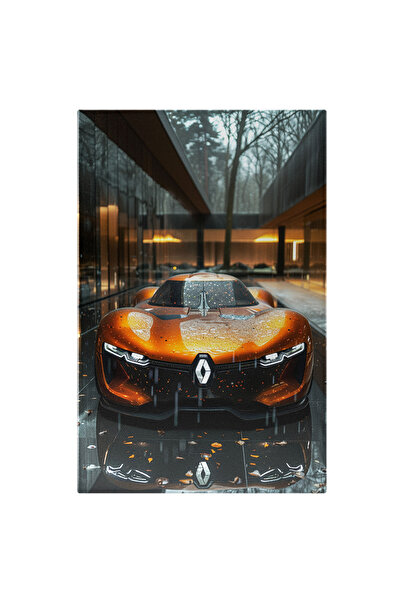 StoryGift Romania Tablou Canvas Masina Sport Galbena Renault Parcata In Inter...