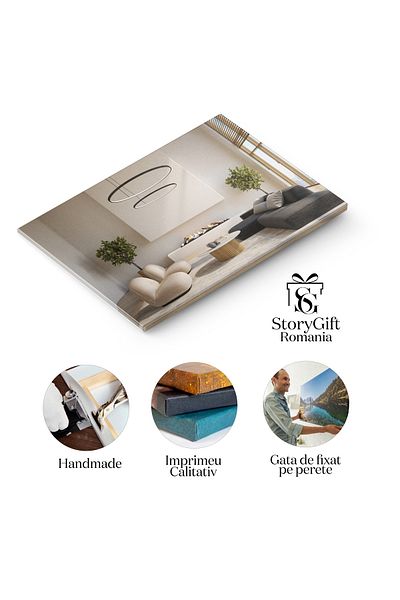 StoryGift Romania Tablou Canvas - Confort Si Stil: Interior Luminos, Mobilier Verde Si Detalii Acasa