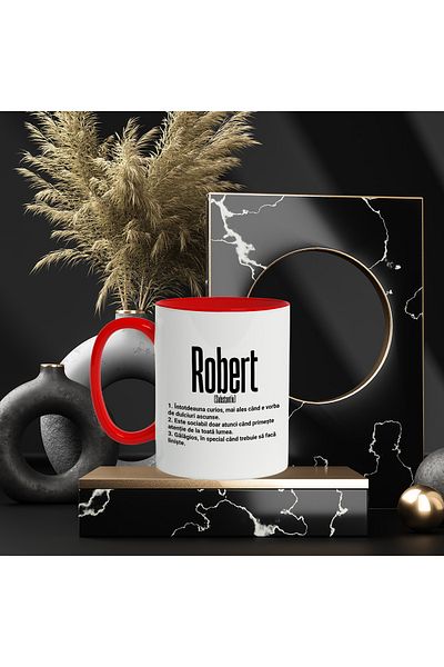 StoryGift Romania Mug With The Name Robert, With Funny Message, Curious, Sociable, Noisy, 330ml, Wax, With ,STG