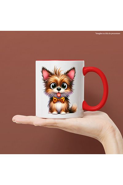 StoryGift Romania Mug with a crazy and disheveled puppy, cheerful, illustration, playful, joy, for, With, STG
