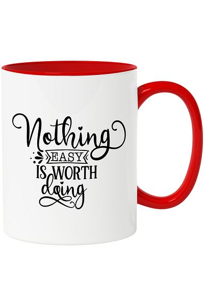 StoryGift Romania Mug with message that says nothing easy is worth doing - work hard, with STG