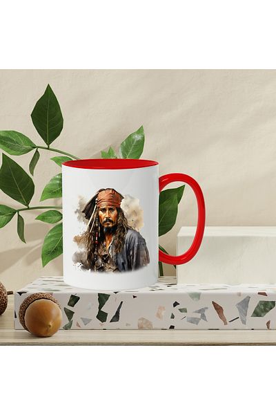 StoryGift Romania Mug With Jack Sparrow, Captain, Pirates of the Caribbean, Multicolor 330 ml, Ceramic, With