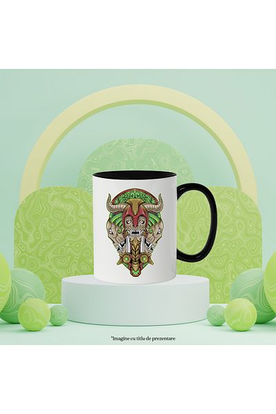 StoryGift Romania Mug With Helmet, Horns, Masks, Fangs, Demons, Robot, Multicolor 330 ml, Ceramic c, With ,STG