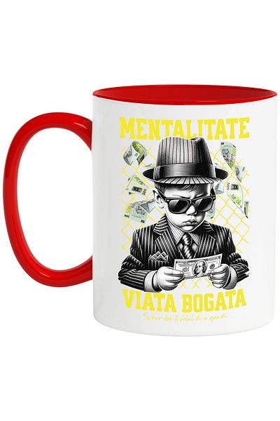 StoryGift Romania Mug Mentality, Rich Life - 500 Romanian Lei 100 American Dollars, 330ml, , With ,STG
