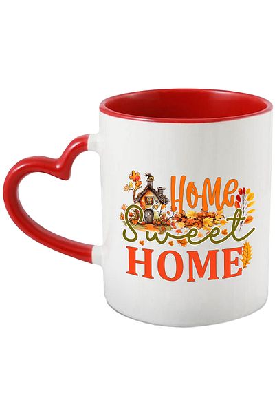 StoryGift Romania Mug with the message "Home, sweet home", house, sweet home, autumn, illustration, many, With,STG