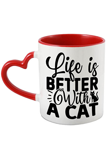 StoryGift Romania Cana cu textul "Life is better with a cat" - viata e mai buna cu o pisica cu Man, Cu ,STG