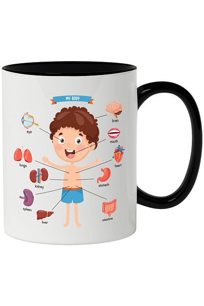 StoryGift Romania Mug With Message In English My Body, My Body, Diagram, Anatomy, Organs, Multic, With, STG