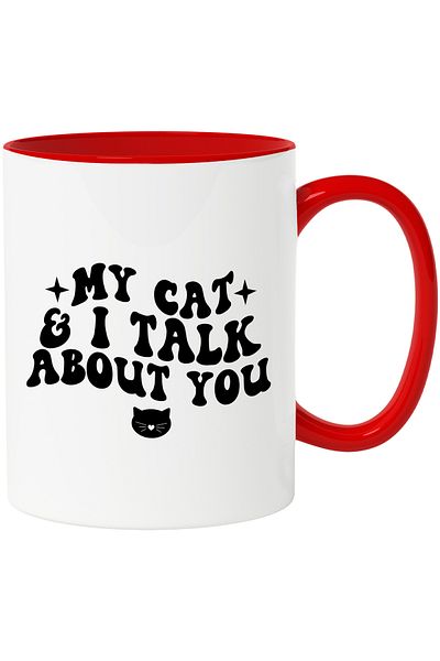 StoryGift Romania Mug for cat lovers who gossip with them with Red Handle, With Red Handle, STG