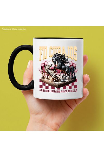 StoryGift Romania Chess board mug, knight advanced be brave to lose, 330ml, Ceramic with Handle, With