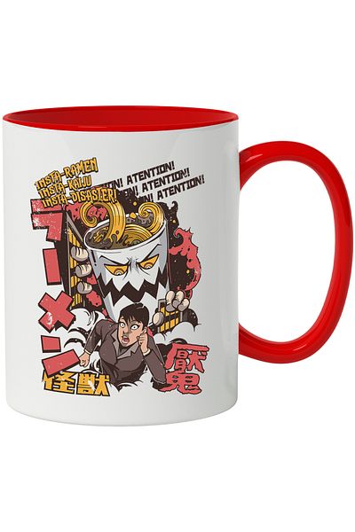 StoryGift Romania Mug With Insta-Ramen Message, Food, Asian, Monster, Horror, Multicolor 330 ml,, With ,STG