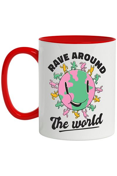 StoryGift Romania Mug With Message In English Rave Around The World, Planet, Dance, Multicolor 330 ml, With ,STG