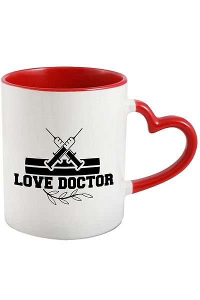 StoryGift Romania Mug with 2 syringes and the text "Love doctor" - the love doctor treatment with Mane, Cu, STG.