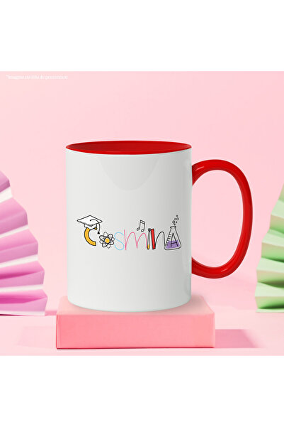 StoryGift Romania Mug With Name Cosmina, School, Chemistry, Subjects, Algebra, Geometry, 330ml, Wax, With,STG