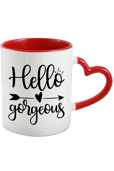 StoryGift Romania Mug with a heart and the text in English "Hello, gorgeous" - good, gorgeous/beautiful, With ,STG.