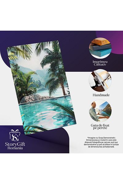 StoryGift Romania Tablou Canvas O Oază De Relaxare Piscina În Mijlocul Naturii La Capătul Lumii Malul Oceanului ,