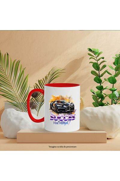StoryGift Romania Mug With Message, Success Motorized Dream, Sports Car, Triangle, Multicolor 330 ml, With ,STG