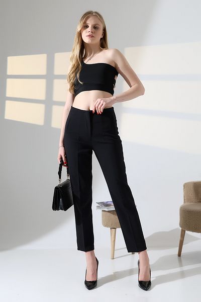 ZEYCEN Women's High Waist Lycra Double Fabric Fileto Pocket Pants