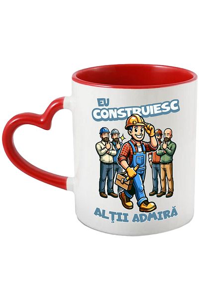 StoryGift Romania Cana Barbat Constructor Eu construiesc, alții admira, 330ml, Ceramica cu Maner I, Cu ,STG
