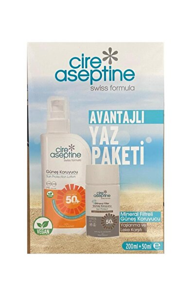 CIRE ASEPTINE Güneş Koruyucu 50SPF 200 ml+Mineral Filitreli Güneş Koruyucu Ya...