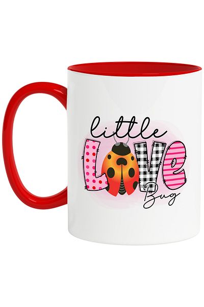 StoryGift Romania Mug with the message "Little love bug", illustration, for children, ladybug, little, i, With ,STG