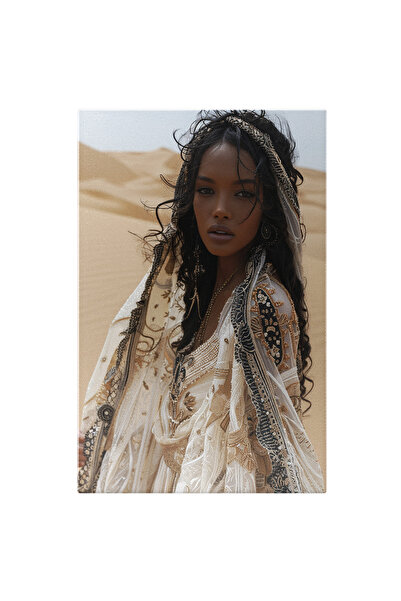 StoryGift Romania Tablou Canvas Robă Albă Cu Modele Negre Și Aurii- Vântul De...