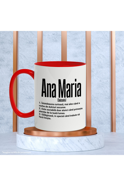 StoryGift Romania Mug With the Name Ana Maria, and Funny Message, Curious, Sociable, Noisy, 330, With,STG.