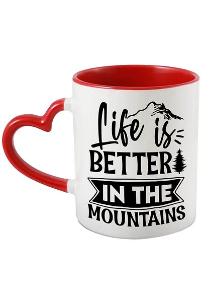 StoryGift Romania Mug with mountains and a fir tree with the message "Life is better in the mountains" - life is better in the mountains, with STG.