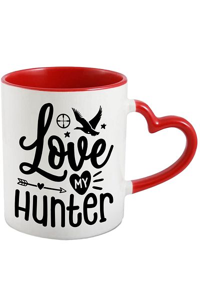 StoryGift Romania Mug with a bird for hunters appreciated by their girlfriends with Red Heart Handle, With,STG.