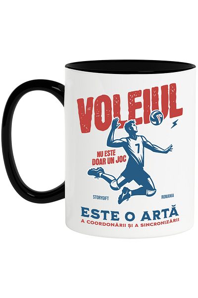 StoryGift Romania Volleyball is not just a sport, it's an art mug, 330ml, Ceramic with Black Handle, With M,STG