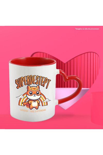 StoryGift Romania Super Smart Superhero Mug, Courage and Determination, 330ml, Ceramic with Heart Handle, With,STG.