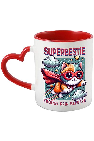 StoryGift Romania Super Beast Mug, Superhero, Heroine By Choice, 330ml, Ceramic with Heart Handle, With, STG.