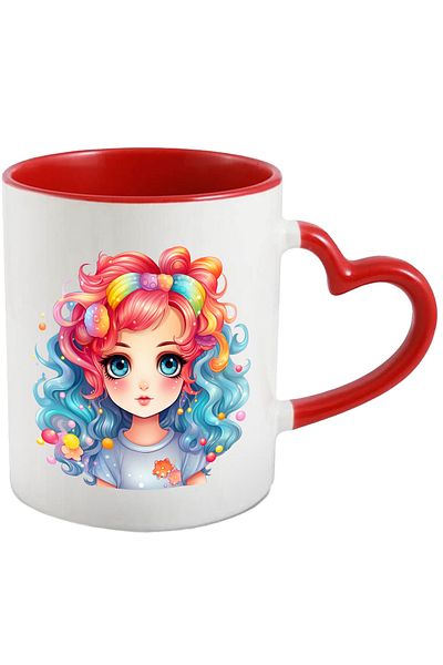 StoryGift Romania Mug with a shy girl | illustration | big eyes | abstract | portrait | 330ml | Ce, Cu,STG.