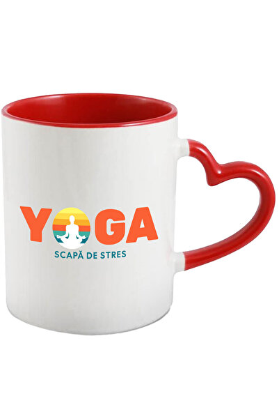 StoryGift Romania Cana Yoga scapa de stres om in pozitie de yoga, 330ml, Cera...