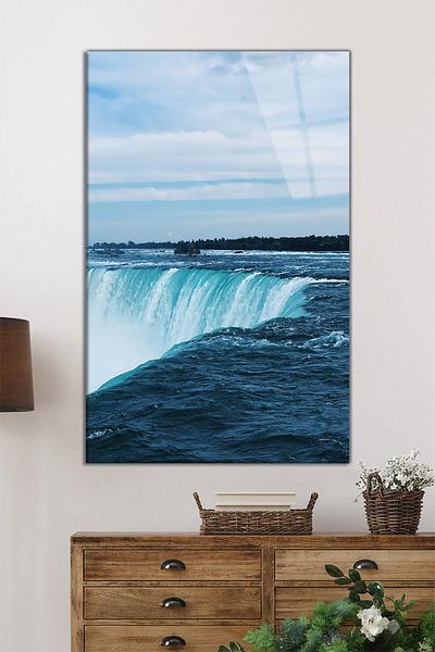 Rosyvien Κατακόρυφος γυάλινος πίνακας Niagara Falls, Διακόσμηση τοίχου σπιτιού και γραφείου, πολυτελές δώρο, αντιθραυσματικό και αντιχαρακτική