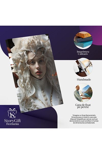 StoryGift Romania Canvas Painting: Illustration with a girl in white clothing - futuristic style Digital Painting