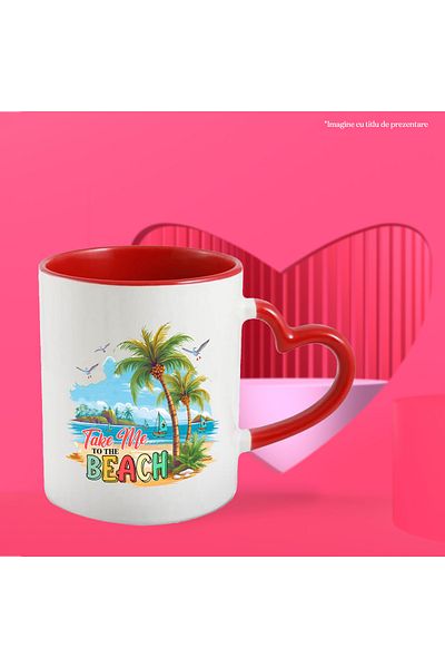 StoryGift Romania Mug with the message "Take me to the beach", summer, vacation, relaxation, holiday, illustrated, With ,STG.