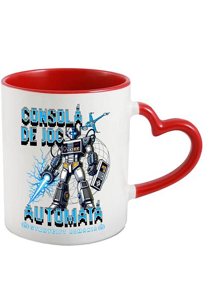 StoryGift Romania Mug Automatic Game Console Robot Tall Video Games, 330ml, Ceramic with Handle, With, STG