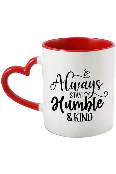 StoryGift Romania Mug with a message in English that urges you to always be modest and kind to Ma, Cu, STG.