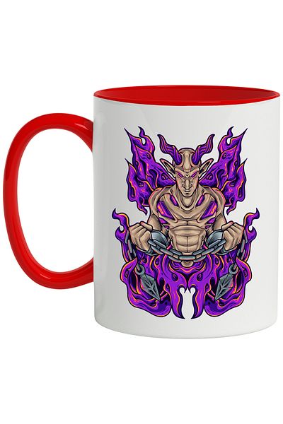 StoryGift Romania Demon Mug, Horns, Chain, Flames, Muscles, Wings, Fantasy, Multicolor 330 ml,, With ,STG