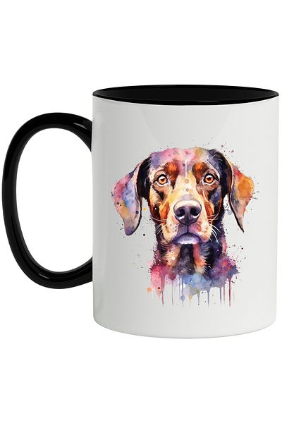 StoryGift Romania Puppy Head Mug, Watercolor Illustration, Paint, Multicolor 330 ml, Ceramic, With ,STG