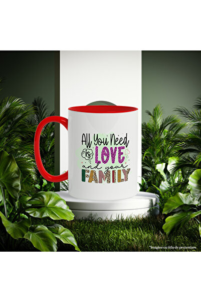 StoryGift Romania Mug with the message "All you need is love and your family", illustration, family, relative, With,STG.