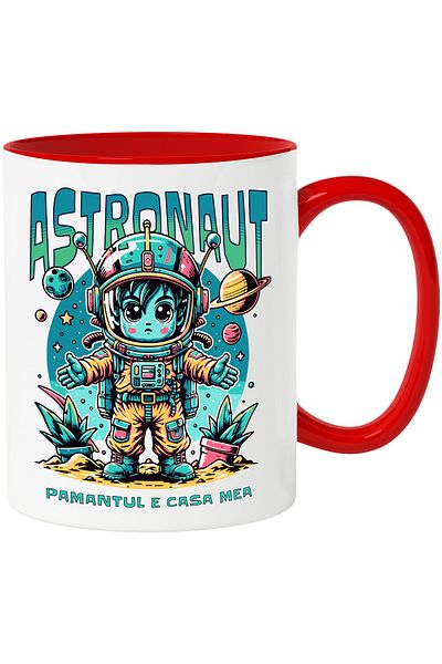 StoryGift Romania Astronaut mug earth is my home child pollution planet Earth, 330ml, Ceramic c, Cu, STG.