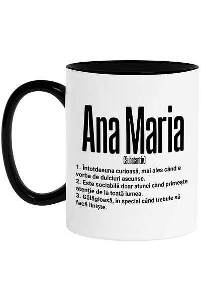 StoryGift Romania Mug With Name Ana Maria, and Funny Message, Curious, Sociable, Loud, 330, With,STG