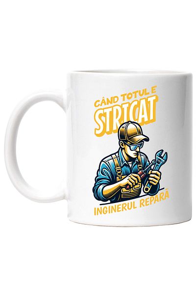 StoryGift Romania Cana Barbat cu Casca De Protectie Cand totul e stricat, inginerul repara, 330ml,, Cu ,STG