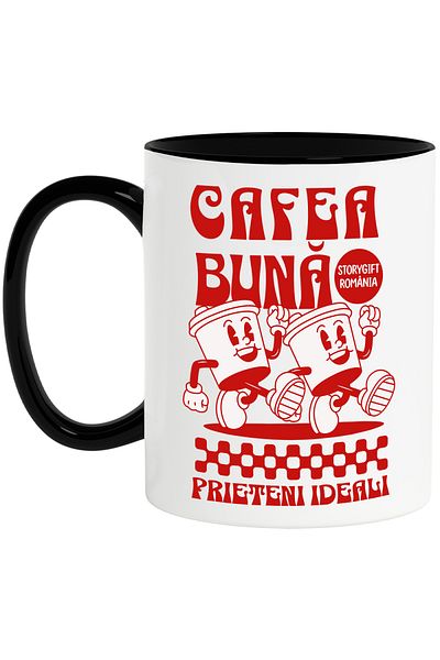 StoryGift Romania Good morning energy coffee mug ideal friend, 330ml, Ceramic with Black Handle, With, STG.
