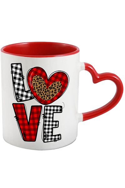 StoryGift Romania Mug with the message "Love", heart, red, Valentine's Day, illustration, love, affection, With, STG