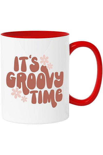 StoryGift Romania Popcorn mug with the text in English "It's groovy time" - cool time with Mane, Cu,STG