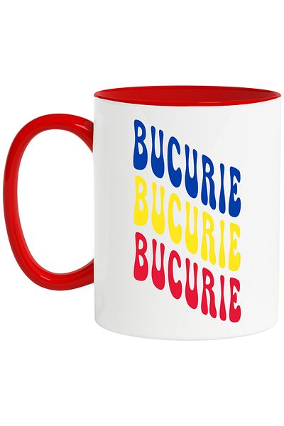 StoryGift Romania Mug The Word of Joy, in the Colors of the Romanian Flag, Red, Yellow, Blue, T, With, STG