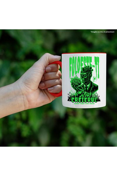 StoryGift Romania Use Your Brain Mug - Brainless Zombie Robot, 330ml, Ceramic with R Handle, With ,STG